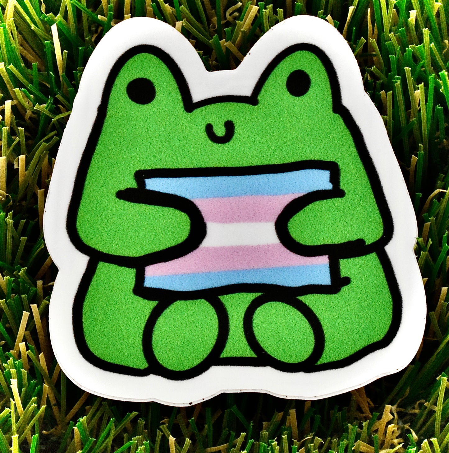 Trans Flag Frog Sticker