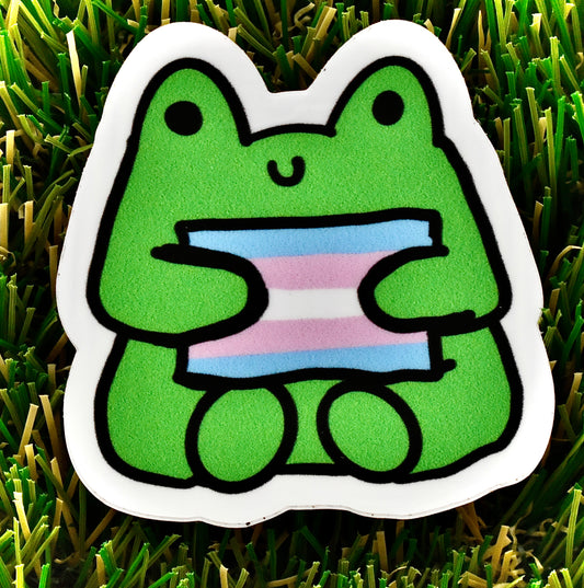 Trans Flag Frog Sticker